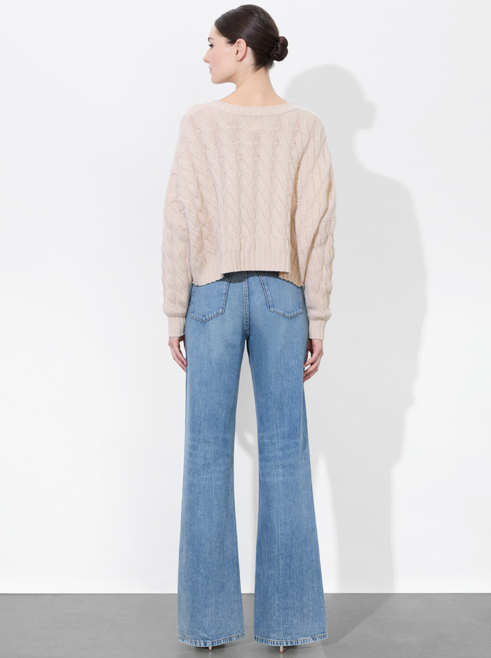 CECILIE CASHMERE CABLEKNIT PULLOVER - OATMEAL HEATHER image 2 - Alice And Olivia