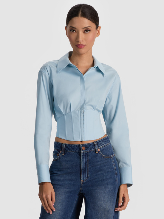 CAROLINA BLUE-EDIE CORSET BUTTON DOWN