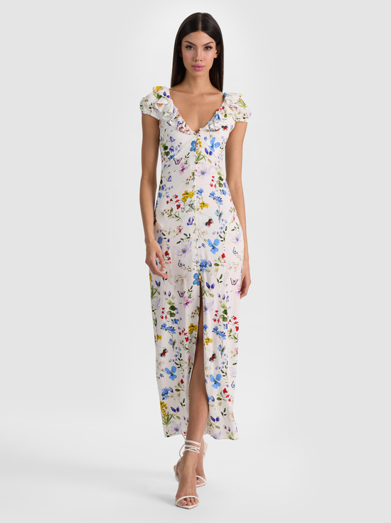 TWISTING VINES OFF WHITE-TARA SLIP DRESS