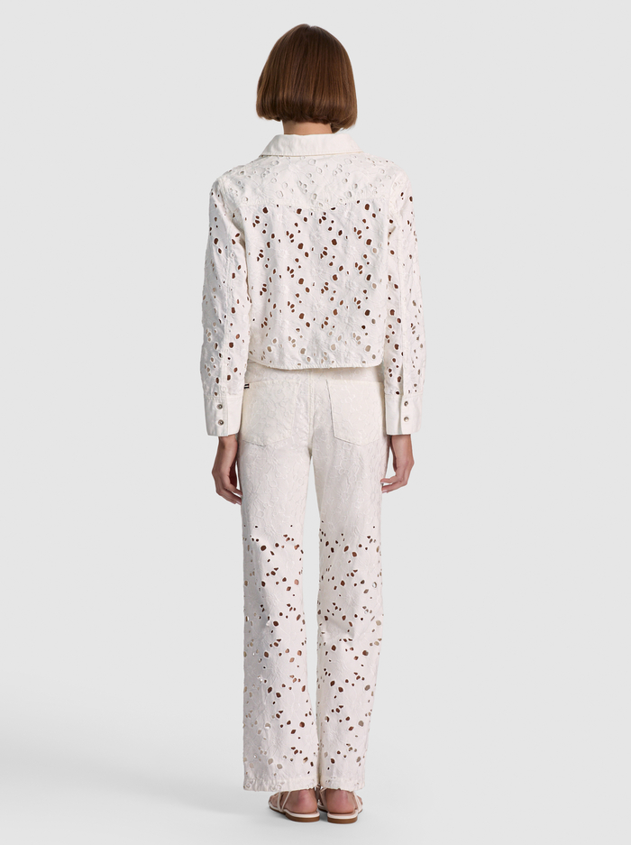 FINELY LASER-CUT DENIM BUTTON DOWN - OFF WHITE image 2 - ALICE + OLIVIA