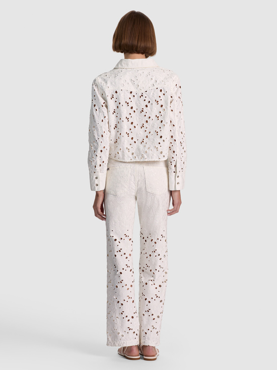 OFF WHITE-FINELY LASER-CUT DENIM BUTTON DOWN