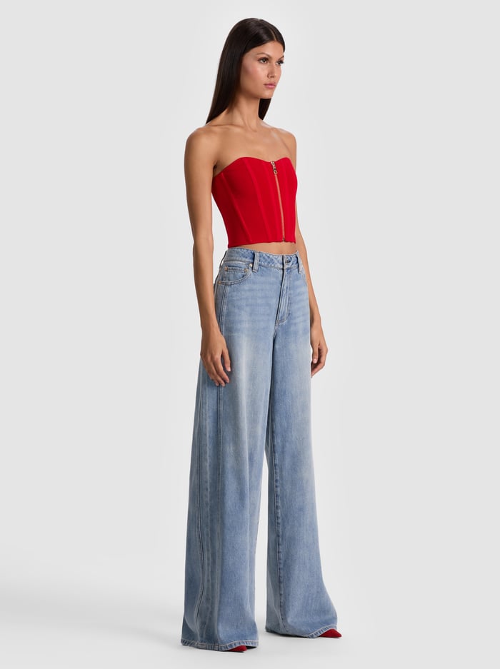 TASHA ZIP FRONT CORSET - PERFECT RUBY image 4 - Alice And Olivia