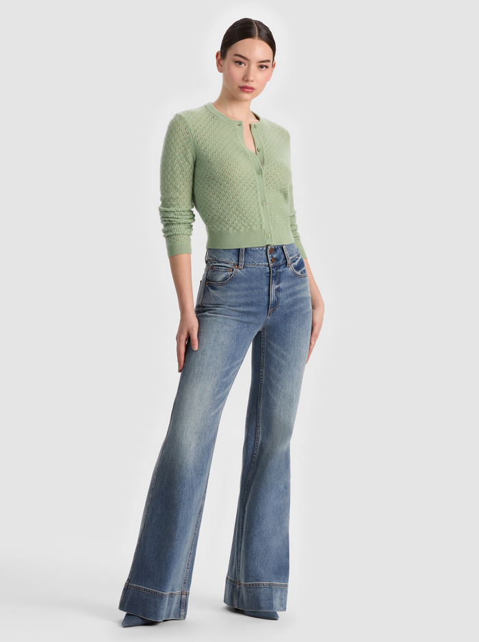 DOLLIE POINTELLE CARDIGAN - SAGE image 4 - ALICE + OLIVIA