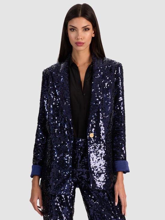 MIDNIGHT BLUE-QUINCY SEQUIN BLAZER