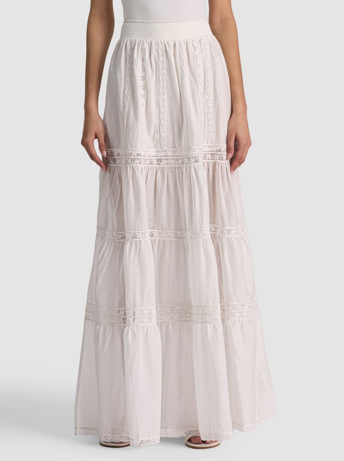 KATHRYN TIERED MAXI SKIRT - OFF WHITE - ALICE + OLIVIA