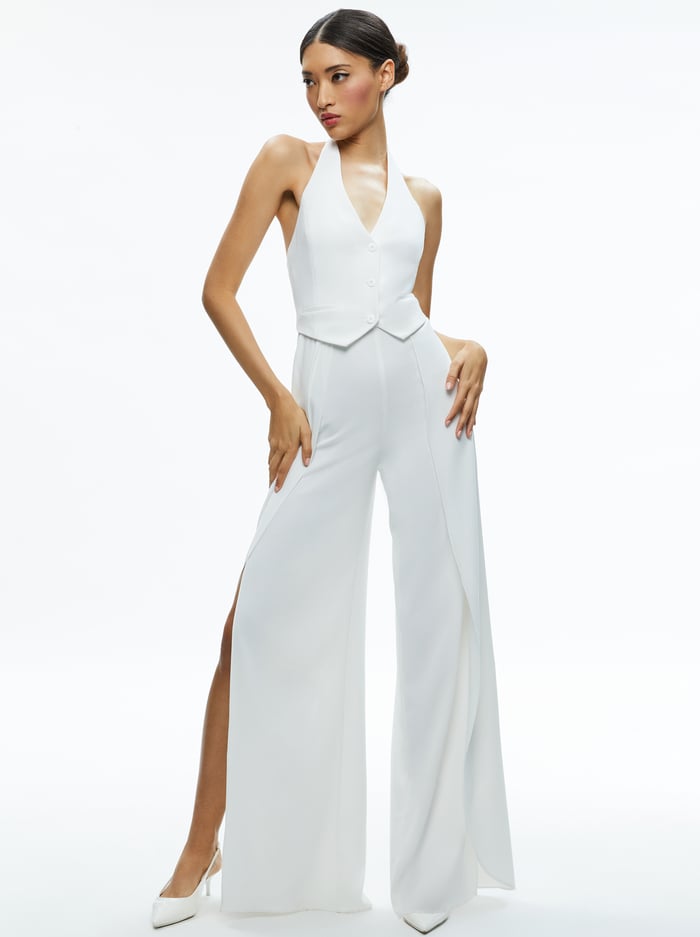 ROBIN HALTERNECK VEST JUMPSUIT - OFF WHITE image 2 - Alice And Olivia