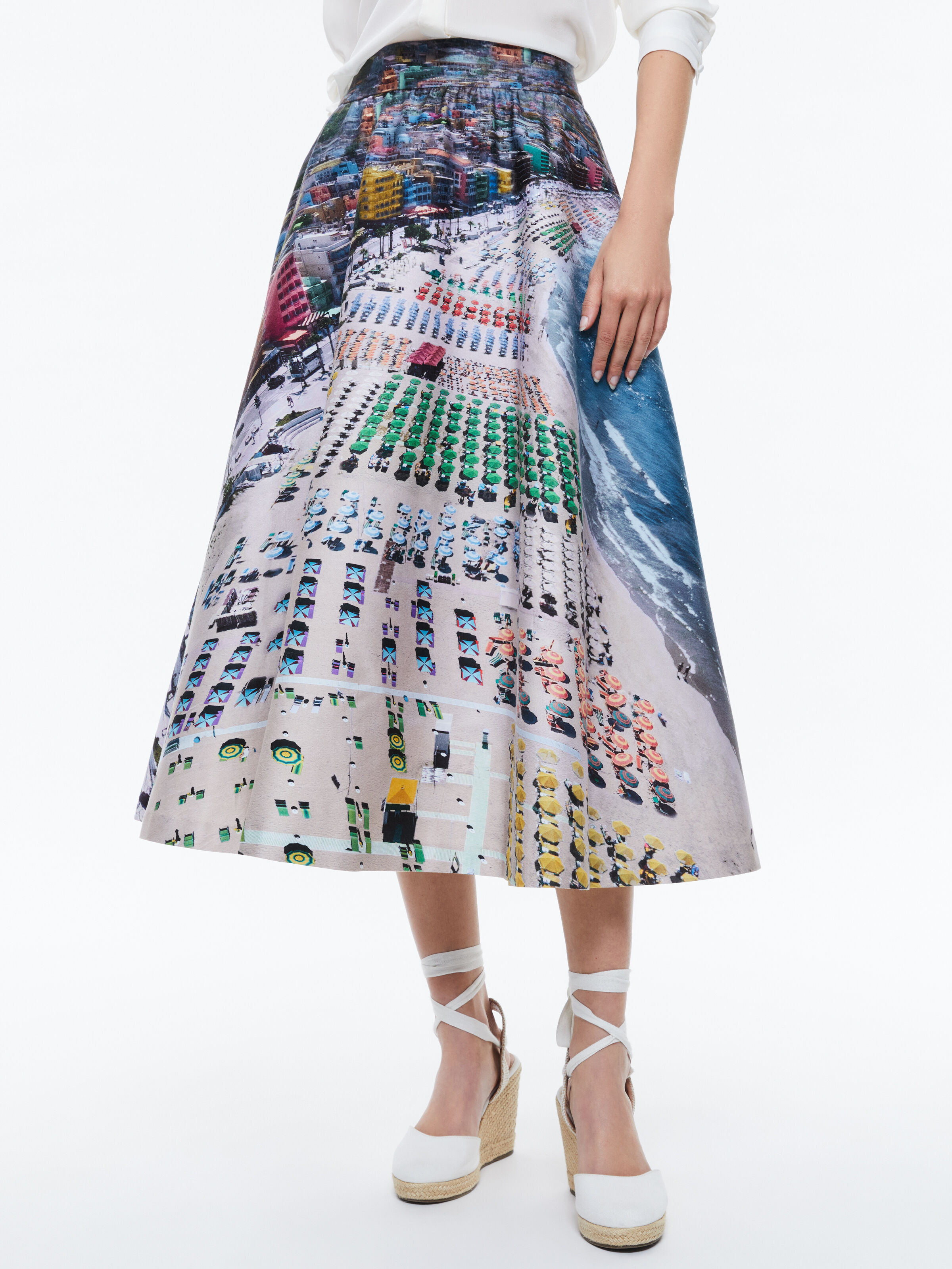 Earla High Rise Flare Skirt In Whispering Waves | Alice + Olivia