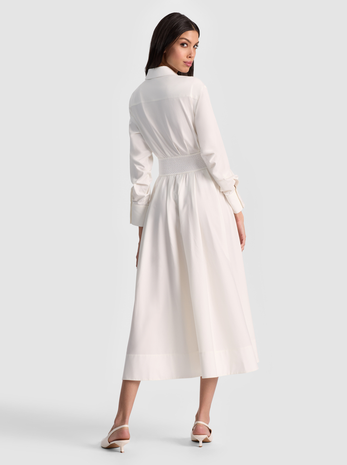 EDIE CORSET BUTTON DOWN MIDI DRESS - OFF WHITE image 2 - ALICE + OLIVIA