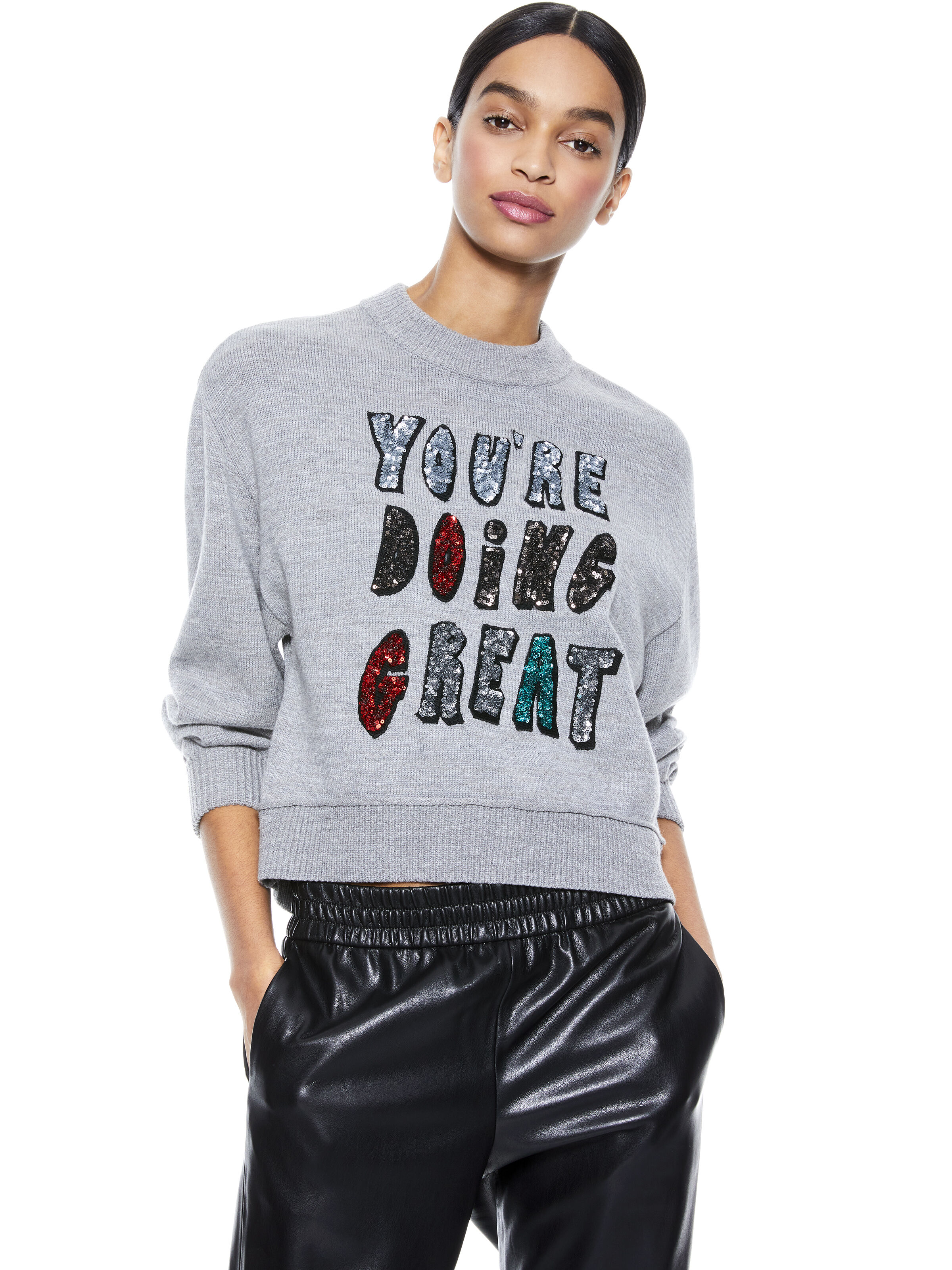 grey sequin sweater