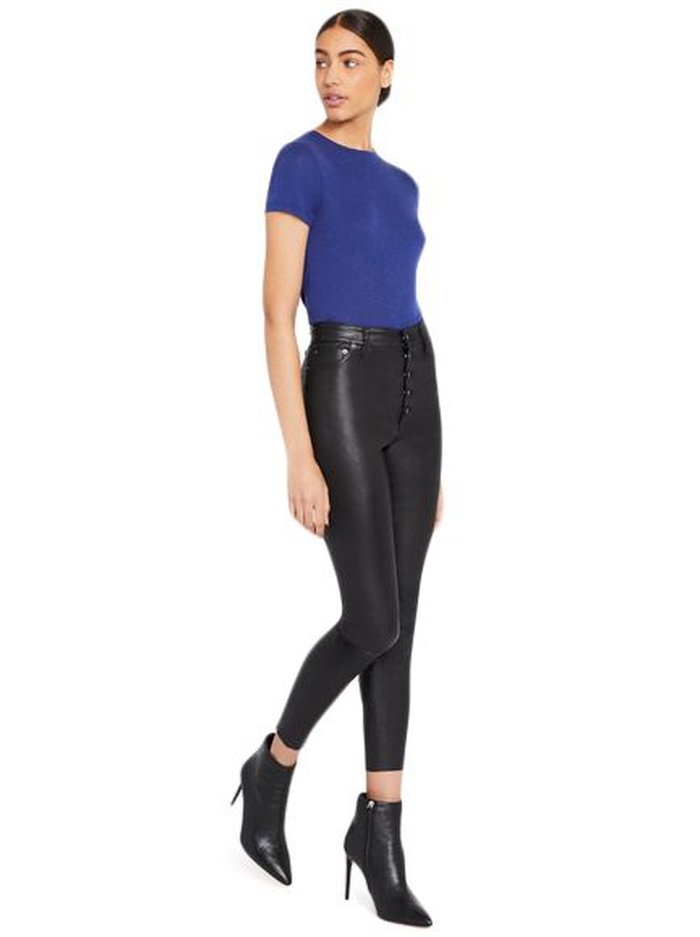 GOOD MIKAH LEATHER HIGH RISE PANT - BLACK image 2 - Alice And Olivia