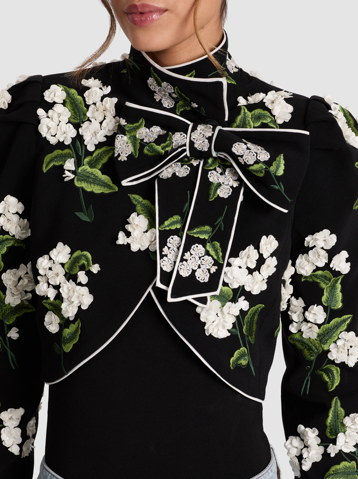 ADDISON BOW JACKET - BLACK/OFF WHITE image 3 - Alice And Olivia
