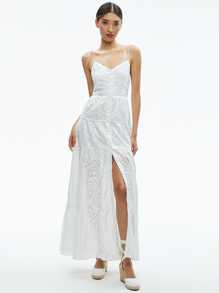 SHANTELLA TIERED BUTTON FRONT MAXI DRESS - OFF WHITE image 3 - Alice And Olivia
