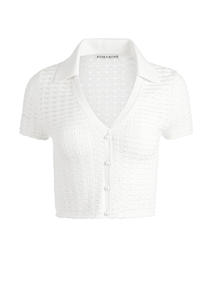LINDA CROPPED POLO - SOFT WHITE image 5 - Alice And Olivia