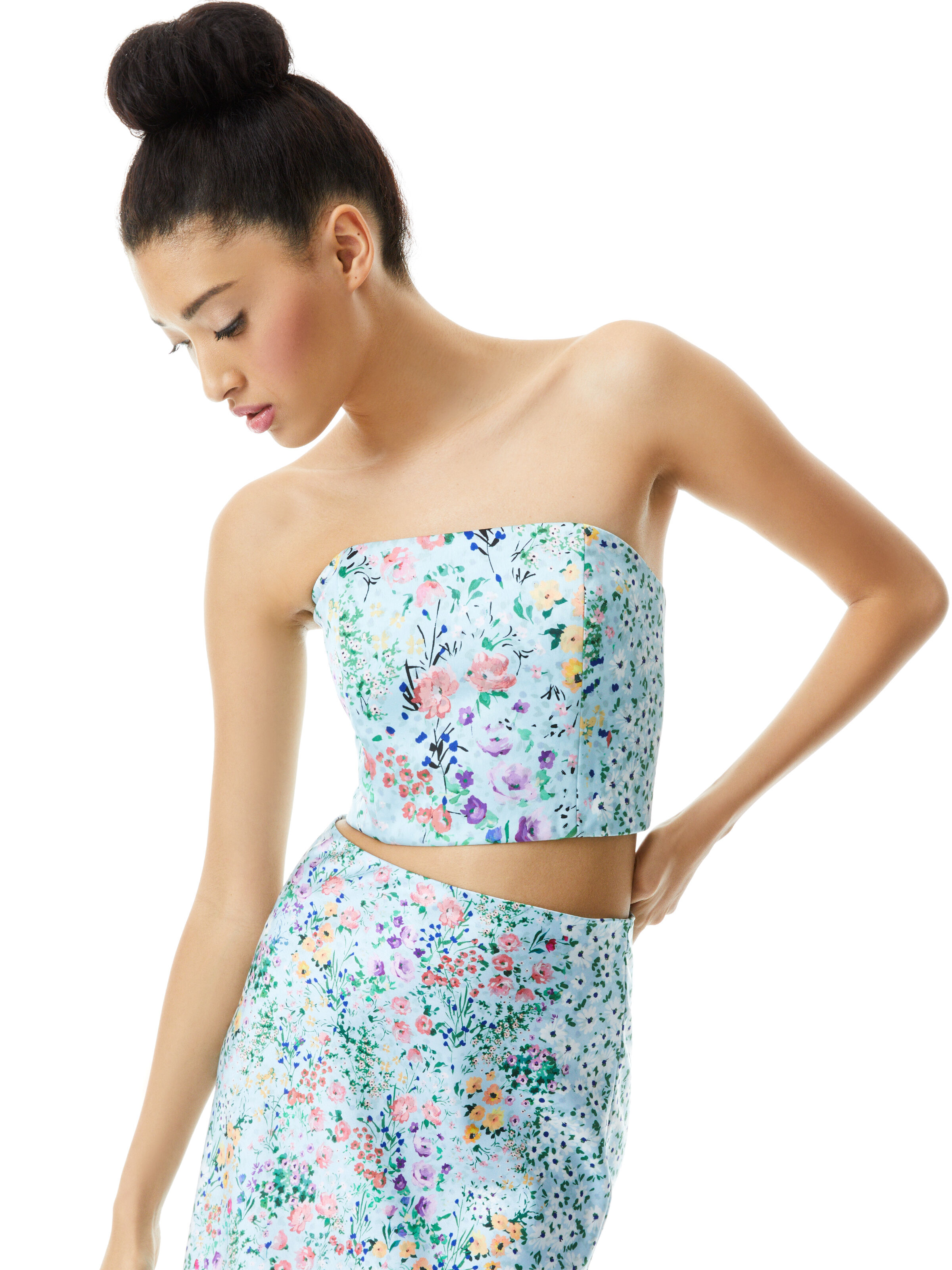 floral strapless top
