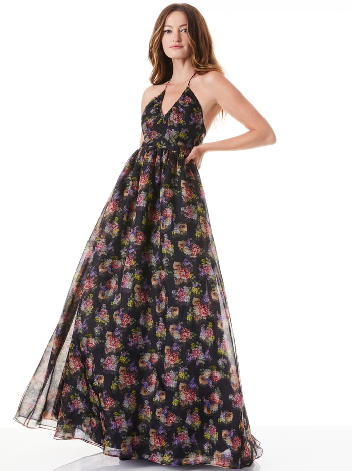 SAORI PRINCESS GOWN - MAGNOLIA FLORAL BLACK image 4 - Alice And Olivia