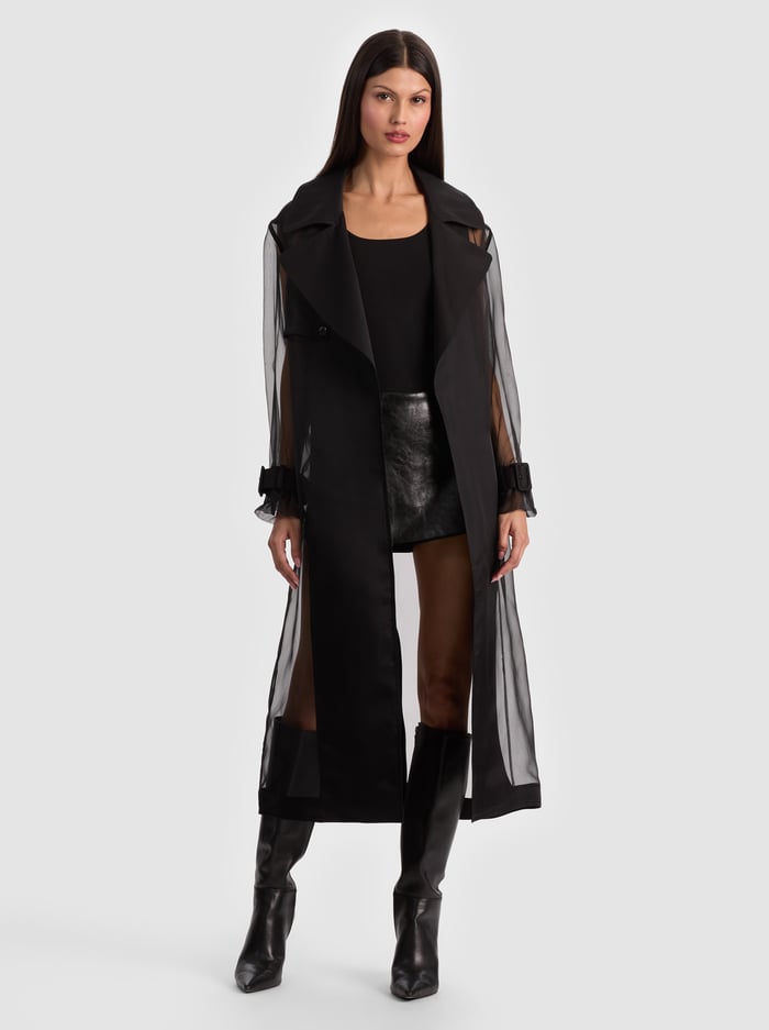 SILVIA SHEER MAXI TRENCH - BLACK - ALICE + OLIVIA