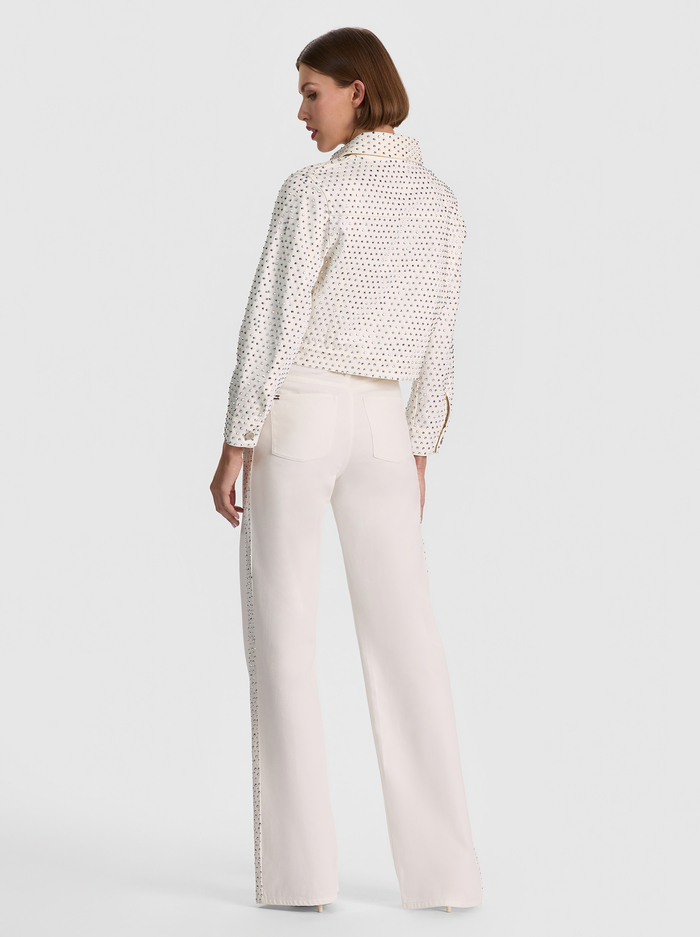 CHLOE EMBELLISHED DENIM JACKET - OFF WHITE/SILVER image 2 - ALICE + OLIVIA