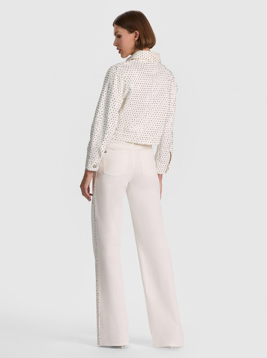 OFF WHITE/SILVER-CHLOE EMBELLISHED DENIM JACKET