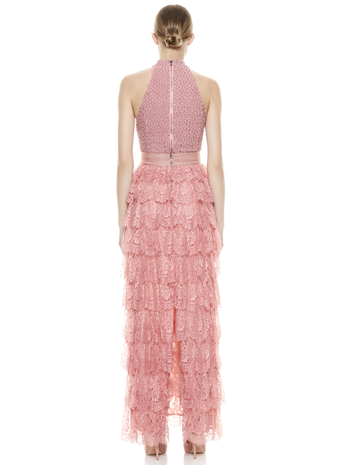 ELLA LACE TIERED MAXI GOWN SKIRT - ROSE image 1 - Alice And Olivia