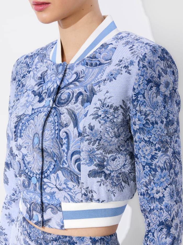 BARTON VARSITY JACKET - BLUE MULTI image 3 - Alice And Olivia
