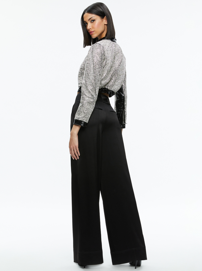 LARI CRYSTAL EMBELLISHED LEATHER JACKET - BLACK/CRYSTAL image 1 - Alice And Olivia