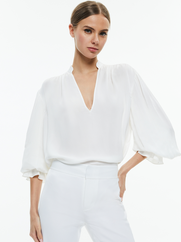 ONICA COLLARED BLOUSE - OFF WHITE - Alice And Olivia
