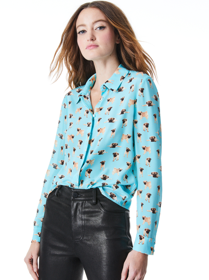 WILLA PLACKET TOP - PUG PARTY - Alice And Olivia