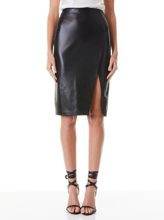 BLACK-SIOBHAN VEGAN MIDI SKIRT