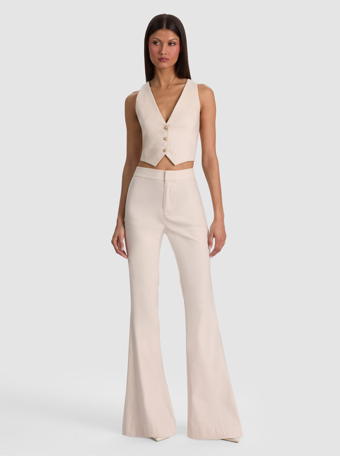 LINDEN LINEN BOOTCUT TROUSER - OATMEAL image 1 - ALICE + OLIVIA