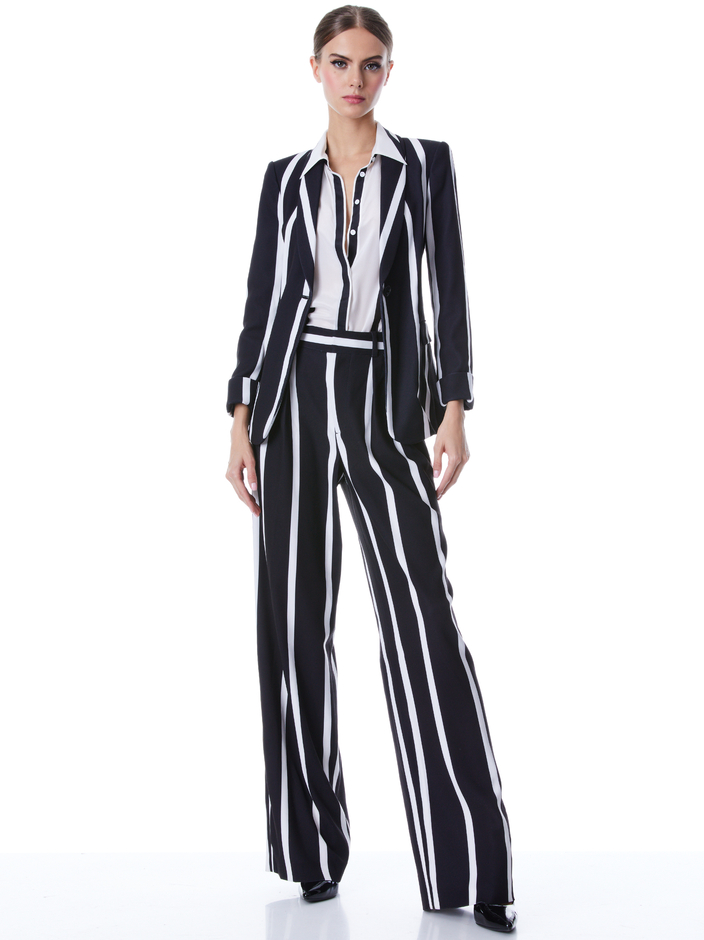 MACEY CUFFED SHAWL COLLAR BLAZER + WILLA PLACKET TOP + POMPEY HIGH WAISTED PLEATED PANT - 