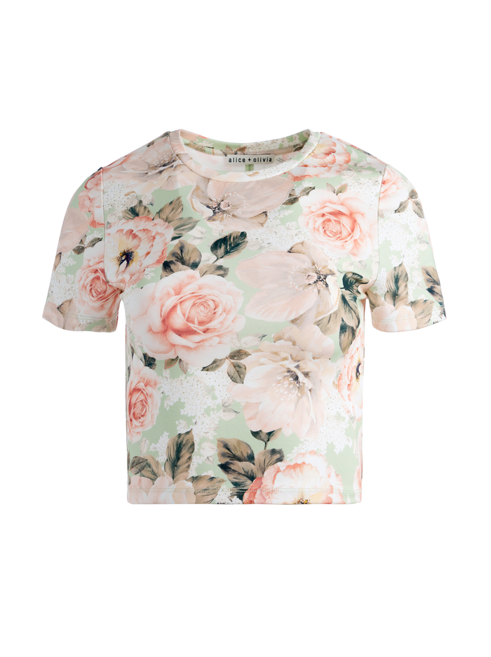 CINDY PICKLEBALL CROPPED TEE - MORNINGSIDE FLORAL PISTACHIO image 5 - Alice And Olivia
