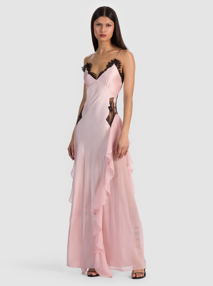 SHELBA RUFFLED GOWN - ENGLISH ROSE/BLACK image 6 - ALICE + OLIVIA