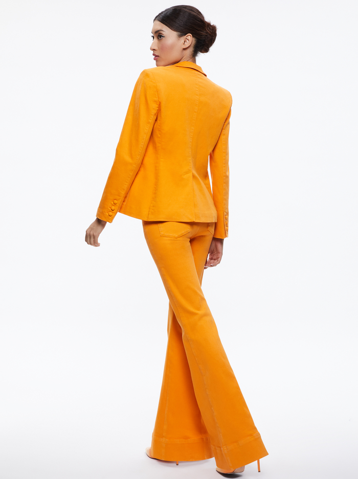 MACEY DENIM FITTED BLAZER - TANGERINE image 1 - Alice And Olivia