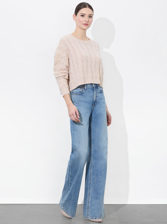 OATMEAL HEATHER-CECILIE CABLEKNIT PULLOVER