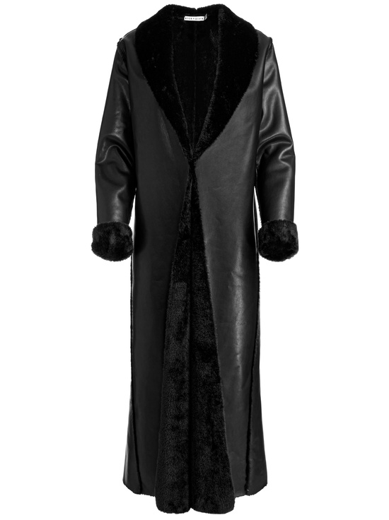 BLACK-SHELBY FAUX SHEARLING MAXI COAT