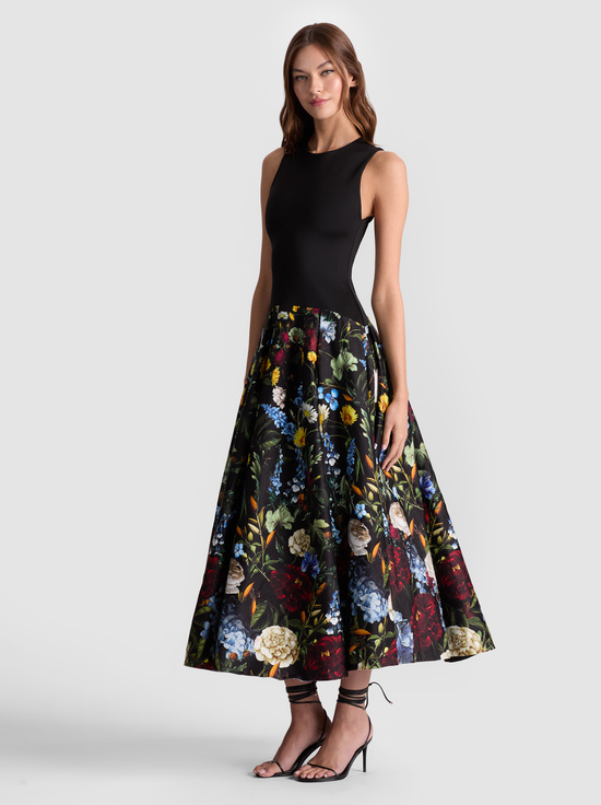 SOCIAL HOUR BLACK-ADLEY DROP WAIST MIDI DRESS