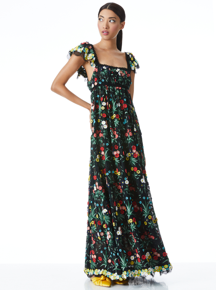 MCKENNA EMBELLISHED EMPIRE WAIST GOWN - BLACK/MULTI image 4 - Alice And Olivia