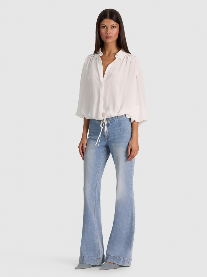 MARGAUX TIE FRONT BLOUSE - OFF WHITE image 4 - ALICE + OLIVIA