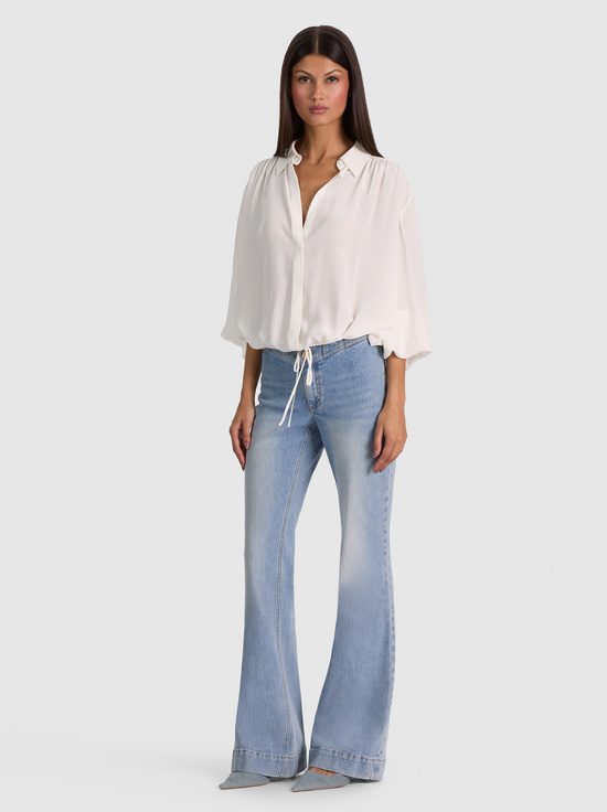 OFF WHITE-MARGAUX TIE FRONT BLOUSE