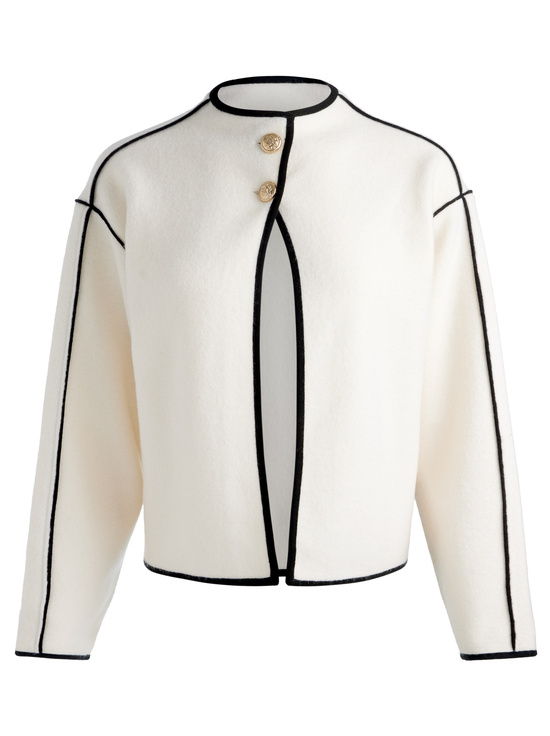 SOFT WHITE/BLACK-PEARSON SWEATER JACKET