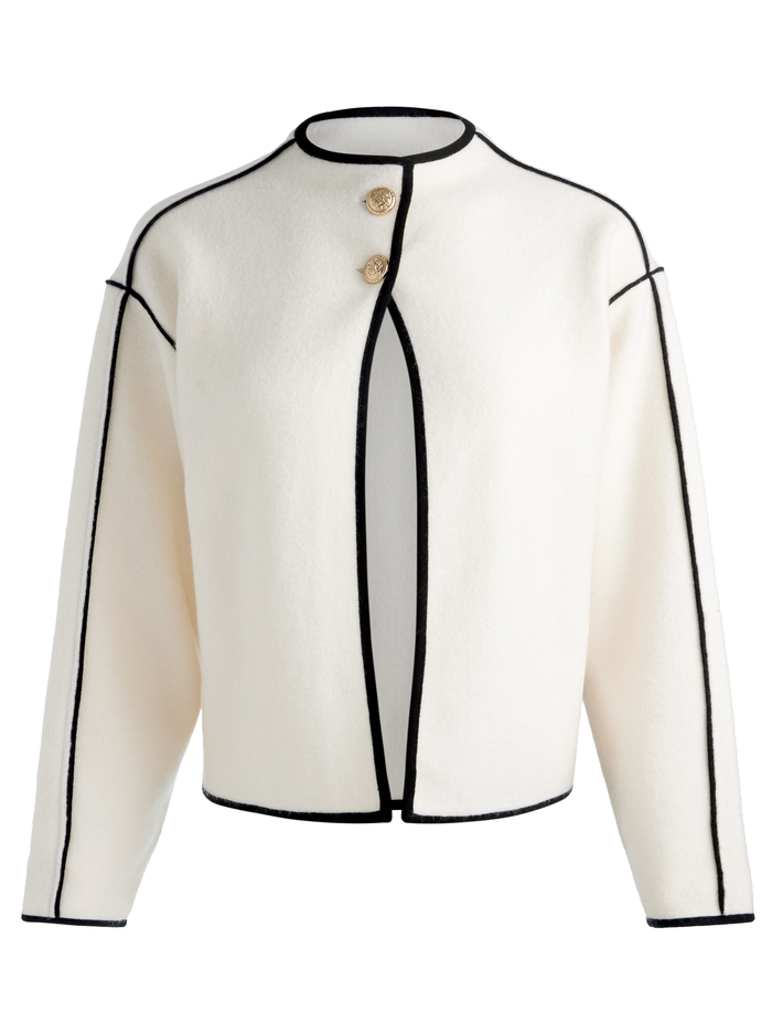 PEARSON SWEATER JACKET - SOFT WHITE/BLACK image 5 - Alice And Olivia