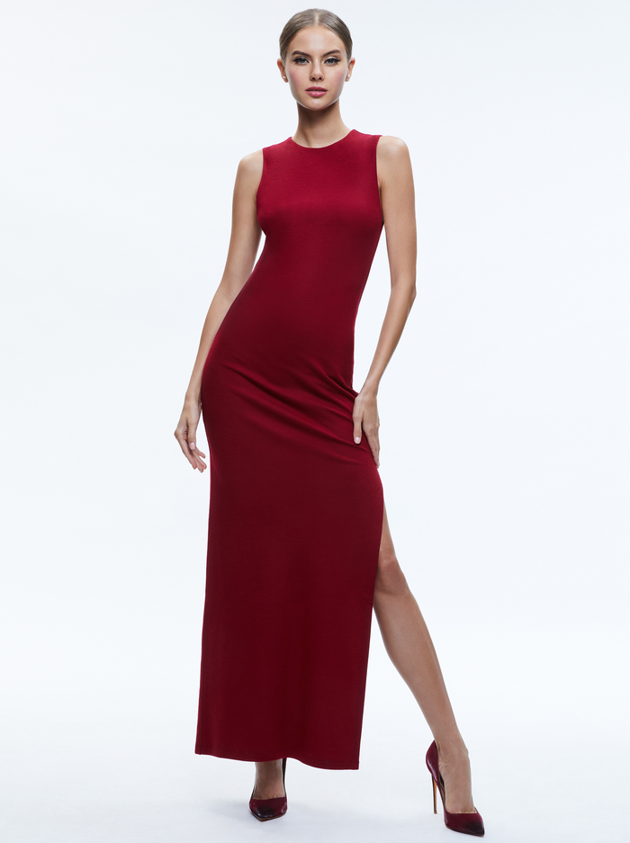 DELORA SLEEVELESS MAXI DRESS - BORDEAUX image 2 - Alice And Olivia