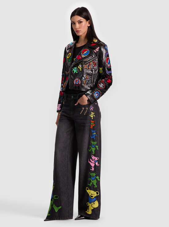 BLACK/MULTI-A+O X GRATEFUL DEAD CODY VEGAN MOTO JACKET