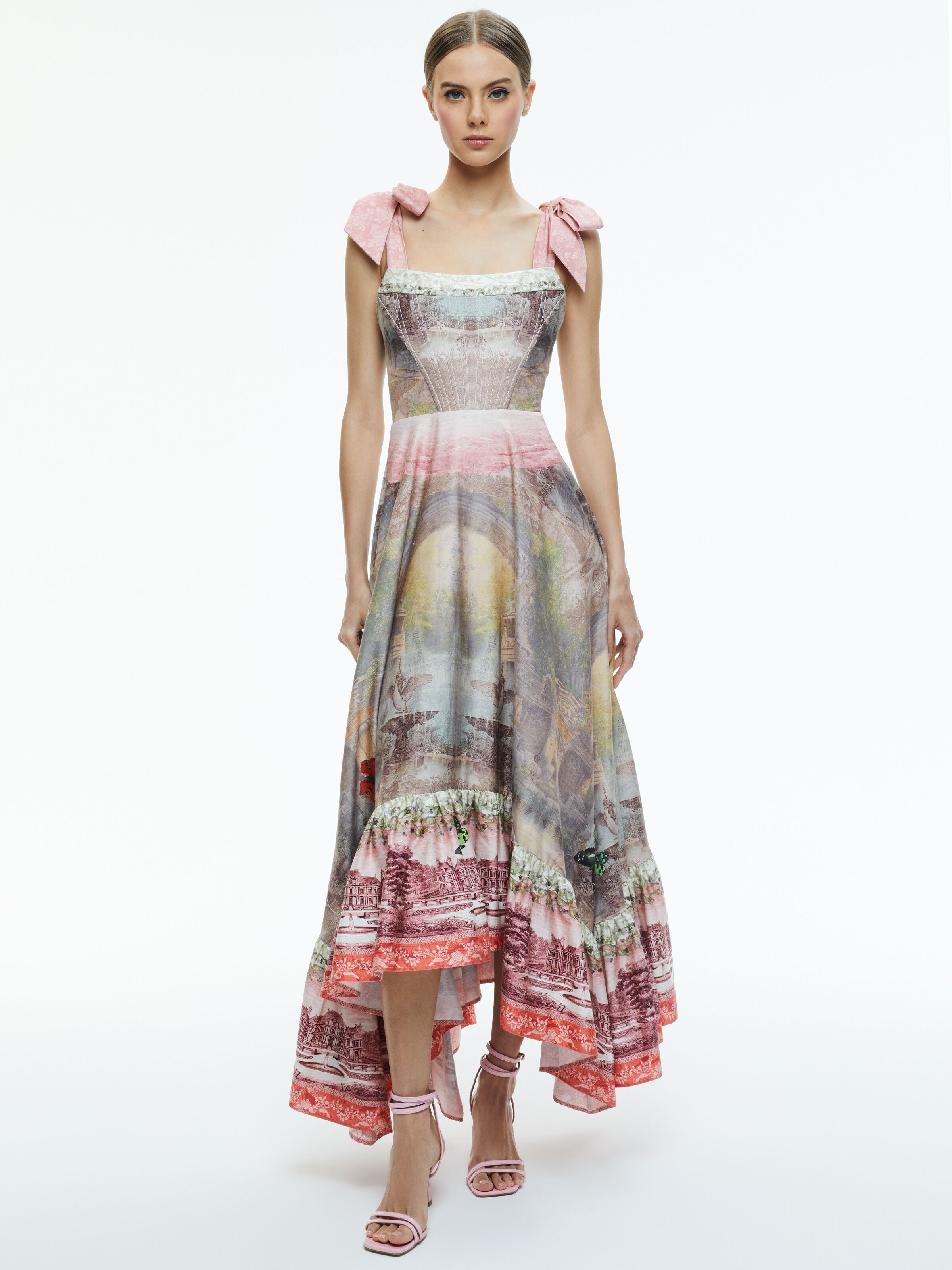Rosalee Tie Strap Bustier Maxi Dress In Versailles Alice Olivia