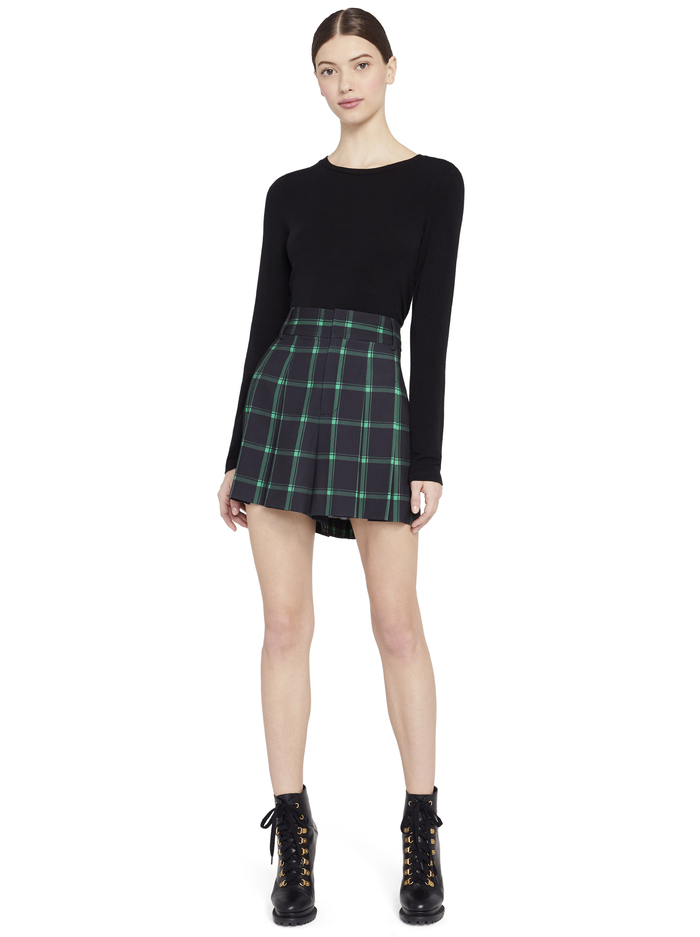 SCARLET HIGH WAISTED SHORTS - BLACK/EMERALD image 1 - ALICE + OLIVIA