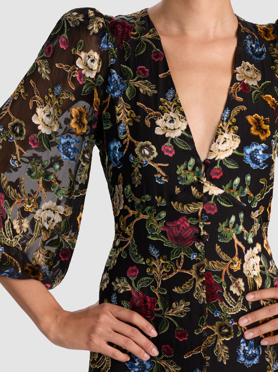 TAPESTRY TRAILS SM BLACK-MONA MIDI DRESS