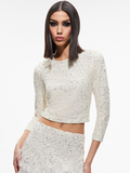 DELAINA EMBELLISHED CROP TOP - ECRU/ECRU