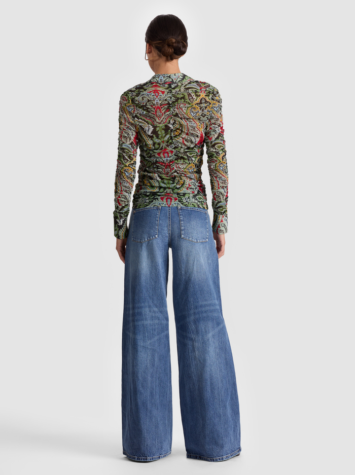 PORTIA MESH BUTTON DOWN - PAISLEY POEM image 2 - Alice And Olivia