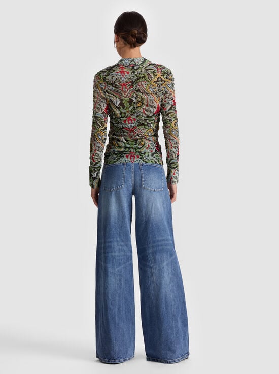 PAISLEY POEM-PORTIA MESH BUTTON DOWN