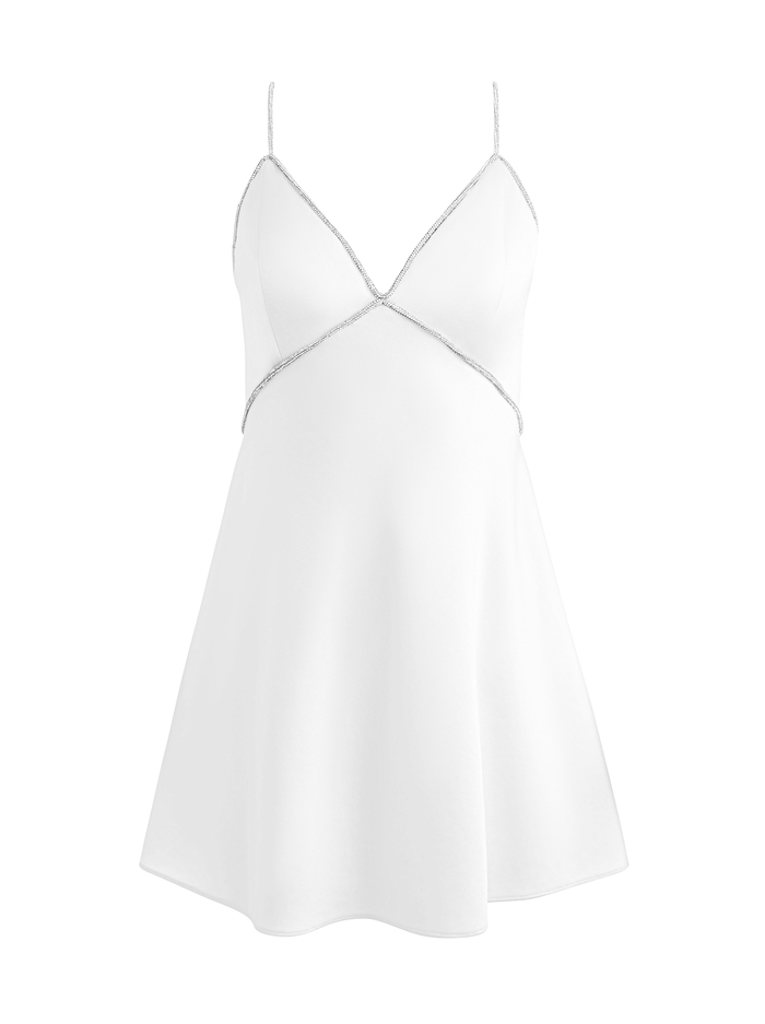 JULIENNE EMBELLISHED V-NECK MINI DRESS - OFF WHITE image 5 - Alice And Olivia
